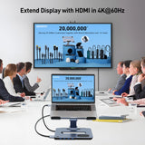 Laptop Stand with USB C 6in1 Docking Station, 15W Magnetic Wireless Charger, USB 3.0 KVM Switch
