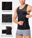 Men Body Shaper Slimming Vest Tight Tank Top Compression Shirt Tummy Control Underwear Moobs Binder (Black, S)
