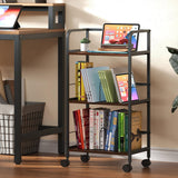 Rolling Book Cart with Removable Dividers, 3-Tier File Cart with Wheels, Utility Storage Rack for Office, Home, Classroom