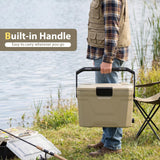 COSTWAY 21 QT Insulated Portable Cooler, Hard Shell Ice Chest w/ 2 Cup Holders, Bottle Opener, Drain Plug, 3-Day Ice Retention, Outdoor Leak-Proof Dry Box for Beach, Camping, Fishing, Picnic, Tan