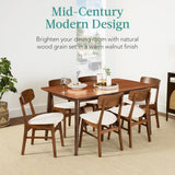 7-Piece Wooden Dining Room Table Set, Mid-Century Modern, Kitchen Table w/ 6 Chairs