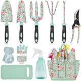 Garden Tools Set, Carsolt 11 Pcs Heavy Duty Floral Gardening Tools Kit with Non-Slip Rubber Handle, Special Gardening Gifts