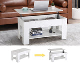 BIQWBIC Modern Coffee Table, White, Lift Top, Wooden, Storage Shelf, 28x28x24 inches