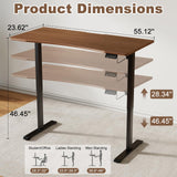 Solid Wood Electric Standing Desk 55"x23.6"Home Office Desk,Adjustable Workbench with 3 Stages Single Motor