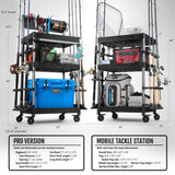 Savior Equipment Mobile Tackle Station Pro 16 Fishing Rod Holder Cart w/Wheels, Adjustable Rack For Different Rod & Reel, 3-Level Fishing Gear Storage Pole Organizer For Garage Home Indoor Use, Black