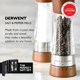 Cole & Mason Derwent Salt and Pepper Grinder Set - Refillable Salt & Pepper Grinder Set with Gourmet Precision Mechanisms - Kitchen Accessories for Cooking - Gift Set, Forest Wood