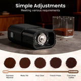 VEVOK CHEF Portable Electric Coffee Grinder,Adjustable Stainless Steel Burr Coffee Bean Mill,One-Button Grinder with USB Rechargeable,Auto‑Stop for Espresso to French Press,for Outdoor Use(Black)