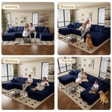 160" Cloud Sectional Boneless Couch U Shaped with Double Chaise