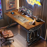 HSH Modern Home Office Computer Desk, Rustic Brown Wood Writing Desk, 47”