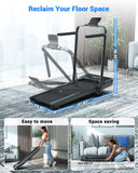 Superun Walking Pad Treadmill with Handle Bar, 300 LBS Capacity Treadmills for Home, 3.0HP Portable Under Desk Treadmill for Home Office with LED Display Remote APP Control