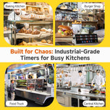Commercial Kitchen Timers for Cooking, 8 Channel Timer for Commercial Kitchens, Heavy-Duty Loud Alarm Timer for Restaurants, Stainless Steel, LED Technology