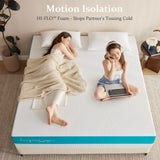 Lazyzizi Full Size Mattress, Fiberglass Free Green Tea 10" Memory Foam Mattress, Gel Infused Cooling Foam, Back Pain Relief, Washable Cover, Medium Plush Feel with Motion Isolating