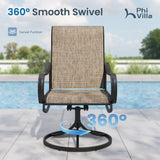 PHI VILLA Outdoor Dining Set for 8, Swivel Mesh Chairs & Square Table,Brown