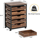 Tribesigns 5-Drawer File Cabinet Set of 2, Wood Mobile Storage Drawer