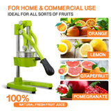 Gowintech Commercial Heavy Duty Cast Iron Hand Press Manual Orange Citrus Lemon Lime Grapefruit Pomegranate Fruit Juice Squeezer Machine with Stainless Steel Cup Green