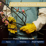 Long Garden Gloves for Men and Women - Breathable Canvas and Thorn Proof Leather Gardening Gloves (Large)