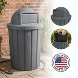 Campus Collection 42 Gallon Commercial Trash Can with Lid | Dark Granite