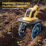 21V Cordless Tiller Cultivator, 2x4.0Ah Battery Powered Electric Garden Tiller, 360RPM Rototiller with 48 Steel Tines, 9.7" Width & 7" Depth, Lightweight Soil Tiller for Gardening