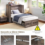 LUXOAK Twin Murphy Cabinet Bed with with Storage & Charging Station