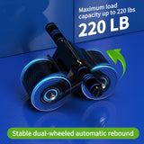 JJM Auto Rebound Exercise Roller Wheels - Ab Roller Fitness Equipment for Core Strength Training Home Gym Fitness Equipment with Kneeling Mat Accessories Exercise Roller Wheels for Men and Women JJM