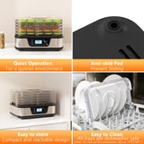 Food Dehydrator, 5 Stainless Steel Trays, 72H Timer & Temp Control up to 167°F, 400W Food Dryer, Recipe Book for Jerky, Fruit, Meat, Vegetables, Herbs, BPA-Free