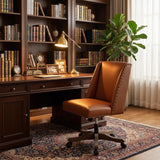 Upholstered Armless Office Chair Faux Leather Swivel Home Desk Office Chair