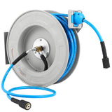 FIXFANS Pressure Washer Hose Reel with Hose, 1/4" × 100ft Retractable Power Washer Hose Reel, Heavy Duty Hose Reel Auto Rewind, Wall Mounted, 3600 PSI