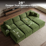 ReeQuo 150" Oversized Sleeper Sofa Cloud Couch Modular Sectional Sofa Green