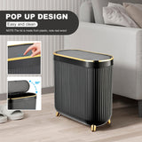 Supteron Bathroom Trash Can with Lid 3.1 Gallon Narrow Trash Can Small Plastic Trash Bin 12 Liter Rectangular Plastic Garbage Can
