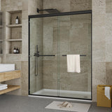 GarveeLife Double Sliding Shower Door 56-60 Inch W×72 Inch H Framed – Matte Black Aluminum Frame Bypass Shower Door with 8mm Tempered Glass, Easy Clean Coating for Bathroom