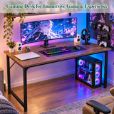 KCZDXH Computer Desk, 40 Inch Home Office Desk, Gaming desk, Rustic Brown