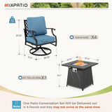 MIXPATIO 5-Piece Metal Patio Conversation Set, 28-Inch Fire Pit Table