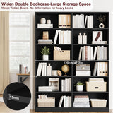 Bookshelf and Bookcase, 6-Tier Double Wide Bookshelves, Freestanding Display Storage Shelves,