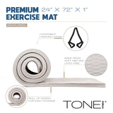 Tone Fitness Premium Extra Thick 1-Inch High Density Exercise Mat with Carry Strap – Non-Slip Workout, Pilates, and Yoga Mat for Home Gym - Color Beige - Mesh Pattern