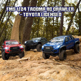 FMS 1/24 FCX24MS Toyota Tacoma S RC Crawler, Officially Licensed RC Truck 2 Speeds Switch with LED Lights, Off-Road RC Model for Adults (Red)