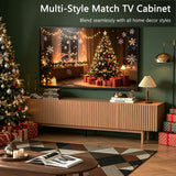 DinaiteEain 86.61" TV Stand for 85 Inch TV, Mid Century Modern Walnut