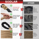 Climbing Rope Gym Workout - 15FT Heavy Duty Jute Thick Ropes for Adults Strength Training Outdoor Tree Swing Indoor Home Fitness Exercise - 1.5 Inch