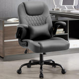 Office Chair PU,Leather Office Chair with Wheels,360° Swivel Rolling Chair with Padded Arms