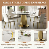 Montary 53” Luxury Round Dining Table with Sintered Stone Top, Modern Kitchen Table for 4-8 People, Gold Stainless Steel Base & Easy Assembly, Artificial Marble Dining Room Table for Home