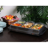 MegaChef 4 Section Buffet Warmer Server - Professional Hot Plate Food Warmer Station, Easy Clean Stainless Steel, Portable & Great for Parties Holiday & Events