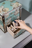 Homruilink High End Glass Jewelry Box for Women, 5 Layer, Bird & Floral