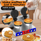 HTTSICHI Commercial Belgain Waffle Maker - Rotating Double Waffle Maker w/Non-stick and 1.2 in Thick, Filp Belgian Waffle Machine w/ 122-572℉ Temp Range