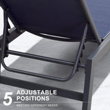 PURPLE LEAF Patio Lounge Chairs Set of 2 with Wheels, Adjustable, Navy Blue