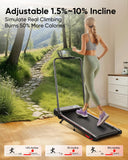 2-in-1 Foldable Treadmill with 3-Level 10% Incline, Walking Pad for Home Small Office, Compact Portable Under Desk Treadmill with Handle,Dual LED Display