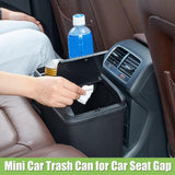 Car Trash Can with Mini Cup Holder, Spacious Backseat Floor Organizer Leak-Proof Vehicle Trash Can Bin Waste Container with Lip