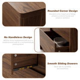 Now Mais 3 Pieces Bedroom Set, 55 Inch Width 7-Drawer Dresser & 2-Drawer Nightstands Set of 2,Nightstand with USB Nightstand with USB&Type C Charging Station&Outlets,Modern Design for Bedroom, Walnut
