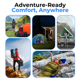 SereneLife Backpacking Sleeping Bag Camping Gear-Double Sleeping Bag For Adults/Teens W/2 Pillows,Bag-Outdoor Lightweight Weather Proof Sleeping Bags For Camping,Backpacking,Hiking-SereneLife SLSBX9