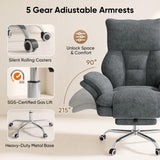 Cross Legged Office Chair with Footrest, Big and Tall Comfy Ergonomic Reclining Executive Chair Wide Seat with Flip-Down Armrests