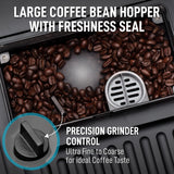 Zulay Kitchen Magia Clasica Automatic Espresso Machine with Built-In Grinder, Touch Panel Coffee Maker, Steam Wand Milk Frother, Adjustable Strength, Self-Cleaning, Black (13" x 17.7" x 9.4")