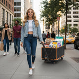 Collapsible Foldable Wagon Cart Heavy Duty, 3-in-1 Utility Dolly Wagons Carts with Wheels, Portable Folding Hand Truck with Removable Bag